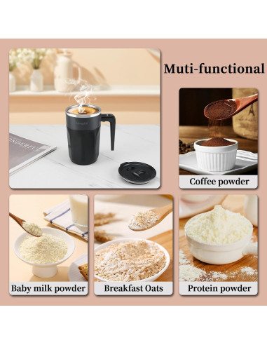 Taza de café auto mezcladora Mongdio 400ml con pantalla de temperatura