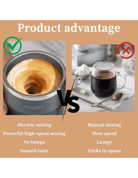 Taza de café auto mezcladora Mongdio 400ml con pantalla de temperatura