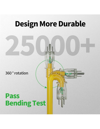 Cable de Extensión 12/3 POWGRN 30.48m Impermeable Amarillo