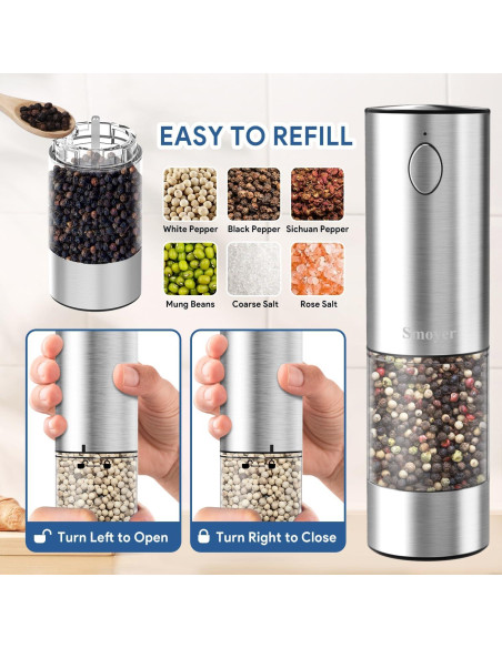 Juego de Molinillos Eléctricos de Sal y Pimienta Smoyer 100ml