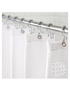 Cortina de Ducha Gorilla Grip Waffle 72x72cm Blanca Resistente