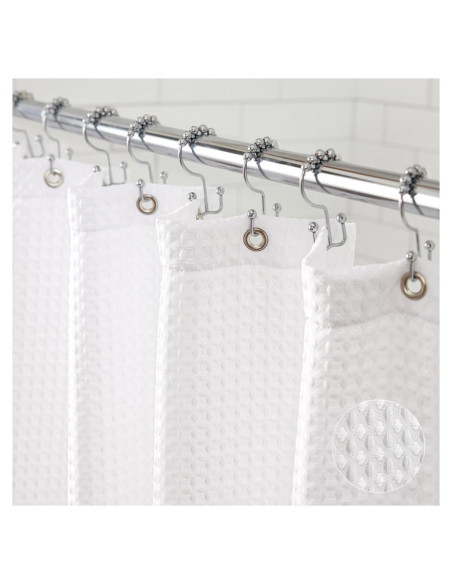 Cortina de Ducha Gorilla Grip Waffle 72x72cm Blanca Resistente
