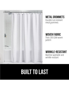 Cortina de Ducha Gorilla Grip Waffle 72x72cm Blanca Resistente 2