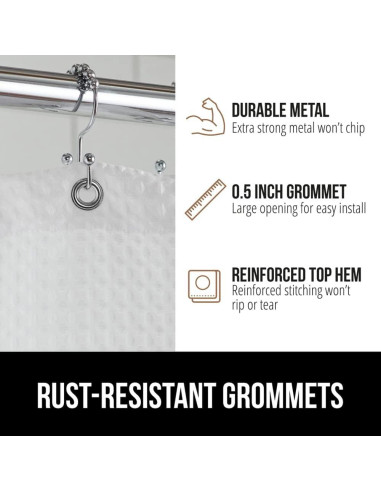 Cortina de Ducha Gorilla Grip Waffle 72x72cm Blanca Resistente