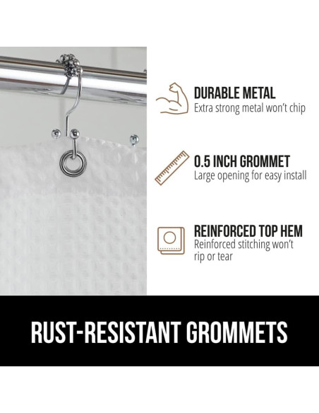Cortina de Ducha Gorilla Grip Waffle 72x72cm Blanca Resistente