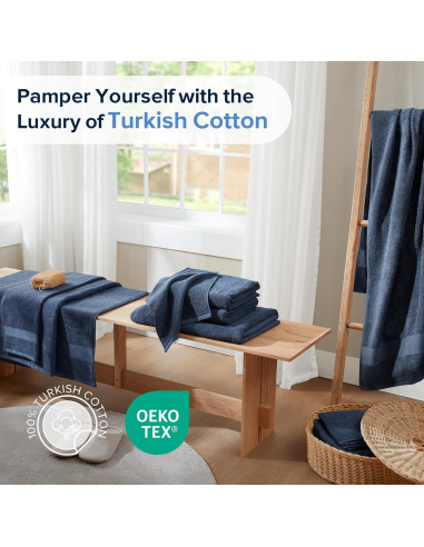 Juego de Toallas de Baño Turco Comfort Spaces 6 Piezas Azul Marino
