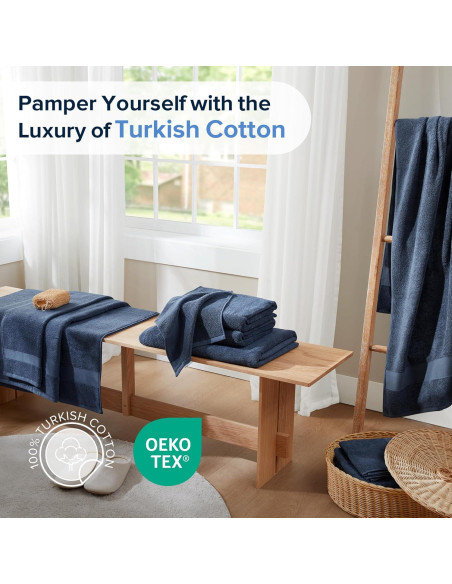 Juego de Toallas de Baño Turco Comfort Spaces 6 Piezas Azul Marino