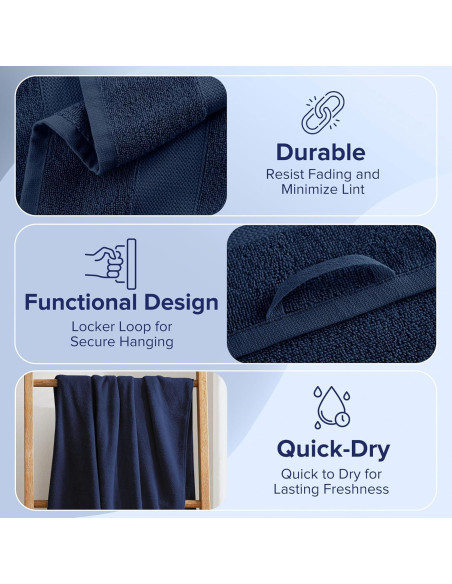 Juego de Toallas de Baño Turco Comfort Spaces 6 Piezas Azul Marino