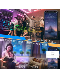 Kit de Iluminación LED RGB 5m SIXDEFLY con Control App y Remoto 2