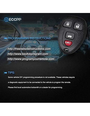 Carcasa Control Remoto Sin Llave ECCPP 4 Botones para Buick