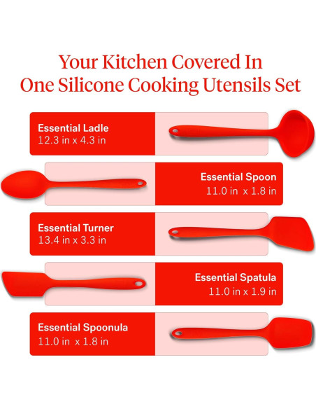 Set de Utensilios de Cocina GIR 5 Piezas Silicona Rojo Fuego