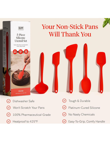 Set de Utensilios de Cocina GIR 5 Piezas Silicona Rojo Fuego