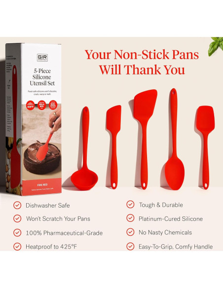 Set de Utensilios de Cocina GIR 5 Piezas Silicona Rojo Fuego