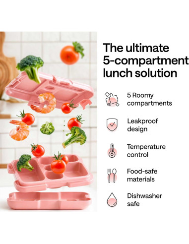 Caja Bento WONDER FAMILY Naranja 5 Compartimentos 690 ml