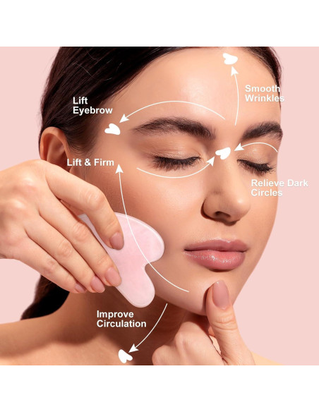 Herramienta Gua Sha de Jade Rosenice para Cuidado Facial 7.8cm
