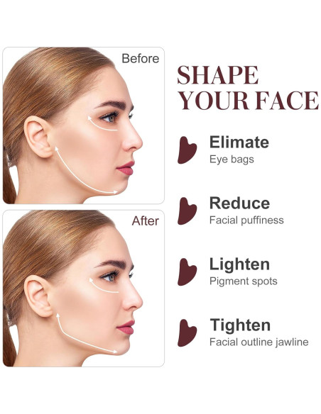 Herramienta Gua Sha de Jade Rosenice para Cuidado Facial 7.8cm