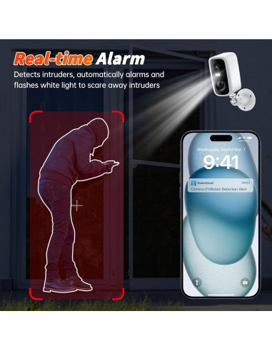 Cámara de Seguridad Inalámbrica Noahcam 2K HD Exterior WiFi