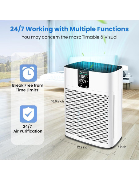 Purificador de Aire HEPA Purairia ZWN-132 para Espacios Grandes