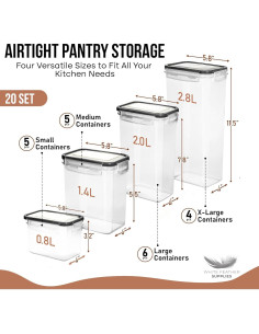 Set 20 Contenedores Herméticos Pluma Blanca 34.2L BPA Free 2