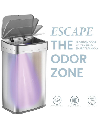 Cubo de Basura Automático Ninestars Nova 50L Acero Inoxidable