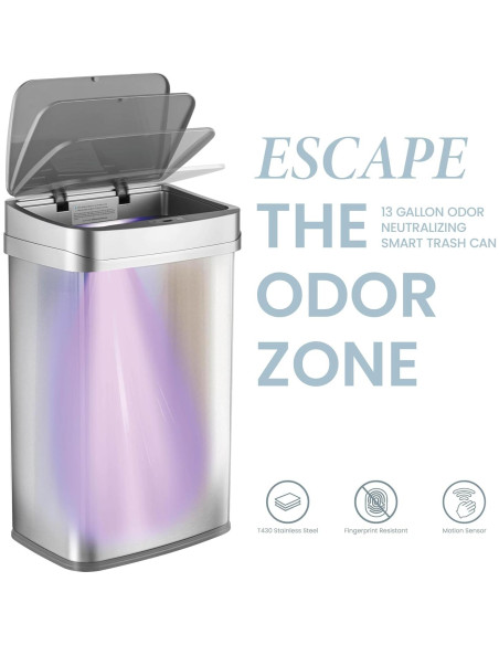 Cubo de Basura Automático Ninestars Nova 50L Acero Inoxidable