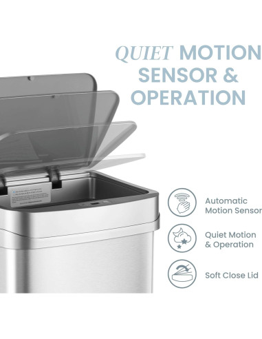 Cubo de Basura Automático Ninestars Nova 50L Acero Inoxidable