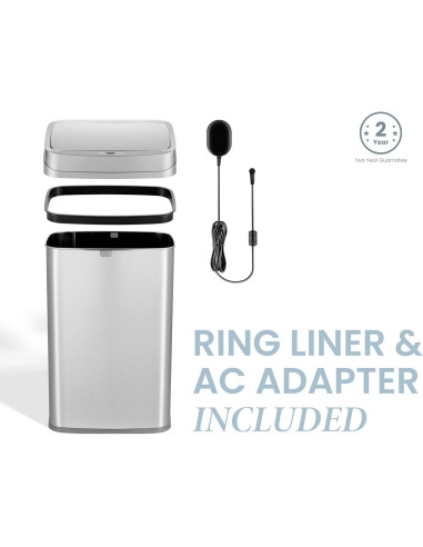 Cubo de Basura Automático Ninestars Nova 50L Acero Inoxidable