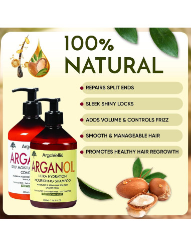 Juego de Champú y Acondicionador ArgaVellis 0.99kg - Hidratante