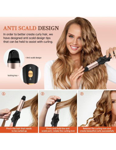 Plancha de Rizar Inalámbrica HCRTGAY 2 en 1 4000 mAh