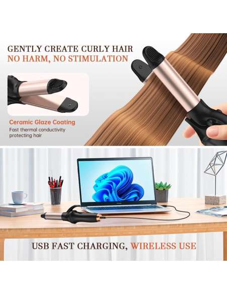 Plancha de Rizar Inalámbrica HCRTGAY 2 en 1 4000 mAh