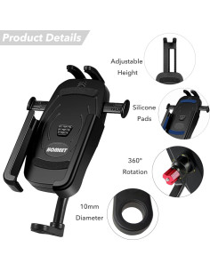 Soporte para Teléfono de Motocicleta Homeet, Aluminio, 360 2