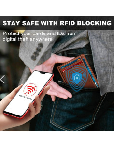 Billetera Bifold GTWUP Marrón Claro con Bloqueo RFID - Minimalista 2