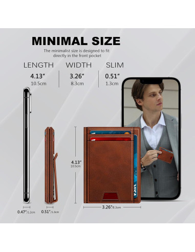 Billetera Bifold GTWUP Marrón Claro con Bloqueo RFID - Minimalista