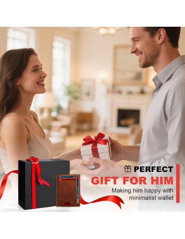 Billetera Bifold GTWUP Marrón Claro con Bloqueo RFID - Minimalista