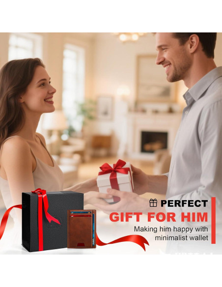 Billetera Bifold GTWUP Marrón Claro con Bloqueo RFID - Minimalista