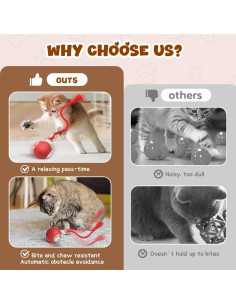 Bola de Juguete Interactiva para Gatos Crymoy 12.7cm Rojo 2