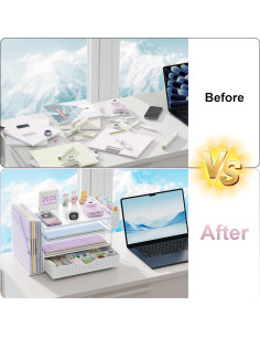 Organizador de Escritorio de Madera Gianotter Blanco 4 Niveles 2