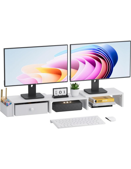 Soporte Doble Monitor VERSASKY Ajustable Ergonómico Blanco