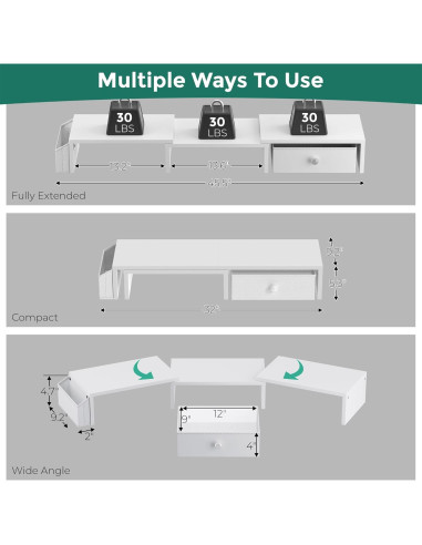 Soporte Doble Monitor VERSASKY Ajustable Ergonómico Blanco