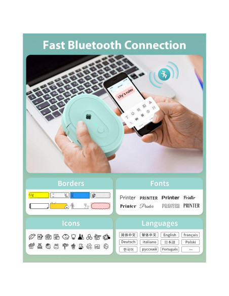 Impresora de Etiquetas Térmica Bluetooth Anycash N12 Portátil