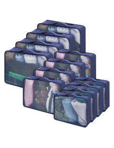 Cubos de Empaque Silkfly 12 Pcs Organizador Viaje Azul Marino