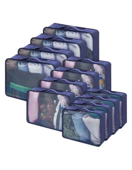 Cubos de Empaque Silkfly 12 Pcs Organizador Viaje Azul Marino