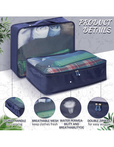 Cubos de Empaque Silkfly 12 Pcs Organizador Viaje Azul Marino