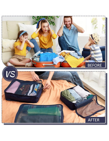 Cubos de Empaque Silkfly 12 Pcs Organizador Viaje Azul Marino