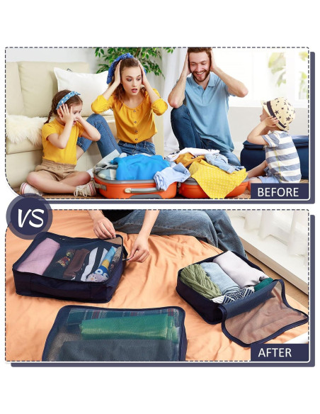 Cubos de Empaque Silkfly 12 Pcs Organizador Viaje Azul Marino