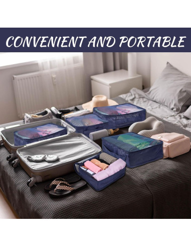 Cubos de Empaque Silkfly 12 Pcs Organizador Viaje Azul Marino