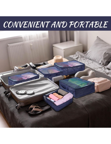 Cubos de Empaque Silkfly 12 Pcs Organizador Viaje Azul Marino