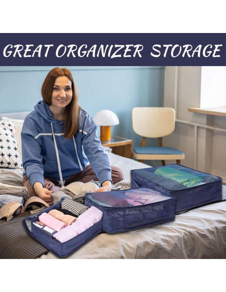 Cubos de Empaque Silkfly 12 Pcs Organizador Viaje Azul Marino