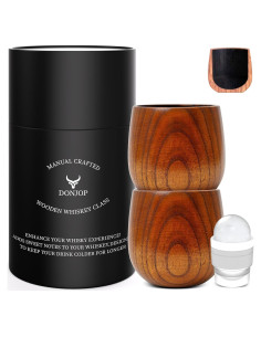 Vasos de Whisky de Madera Carbonizada DONJOP 295ml 2 Pack