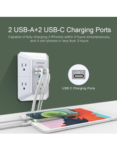 Cargador de pared USB QINLIANF 5 salidas 4.8A blanco 2